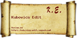 Kubovics Edit névjegykártya